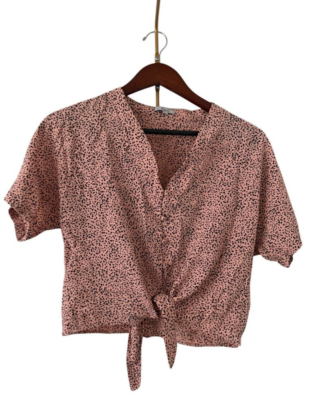 Rails Thea Rose Spotted Tie-Front Blouse – S- Pink/black